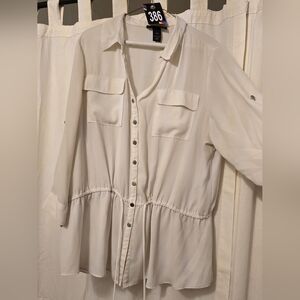 #386 lane bryant off white drawstring blouse